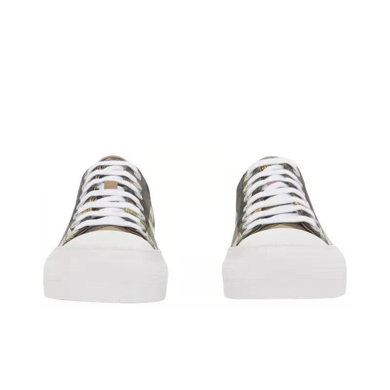 Burberry Exaggerated Check Cotton Sneakers Wheat