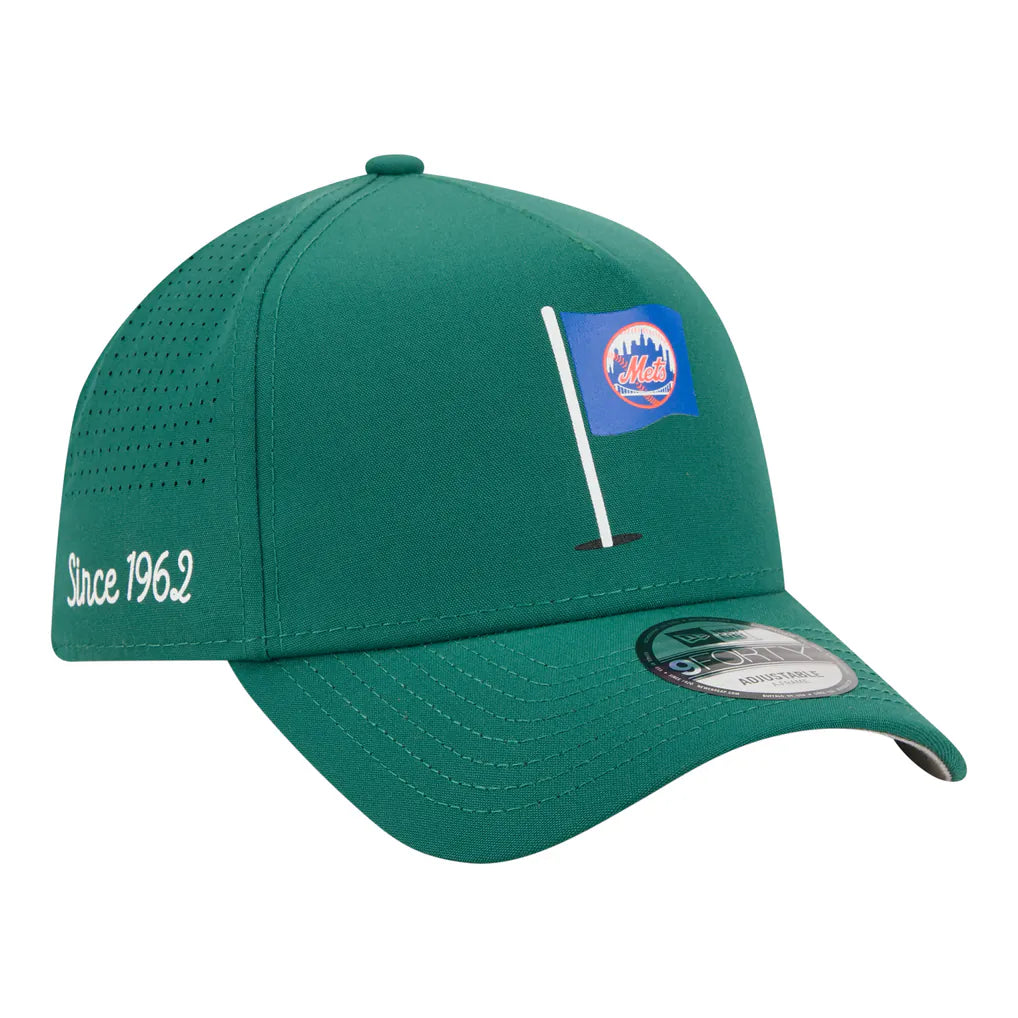 New York Mets New Era Pin Seeker 9FORTY A-Frame Adjustable Hat - Green Techwosell