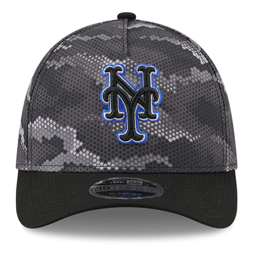 New York Mets New Era Camo 39THIRTY A-Frame Flex Hat - Black