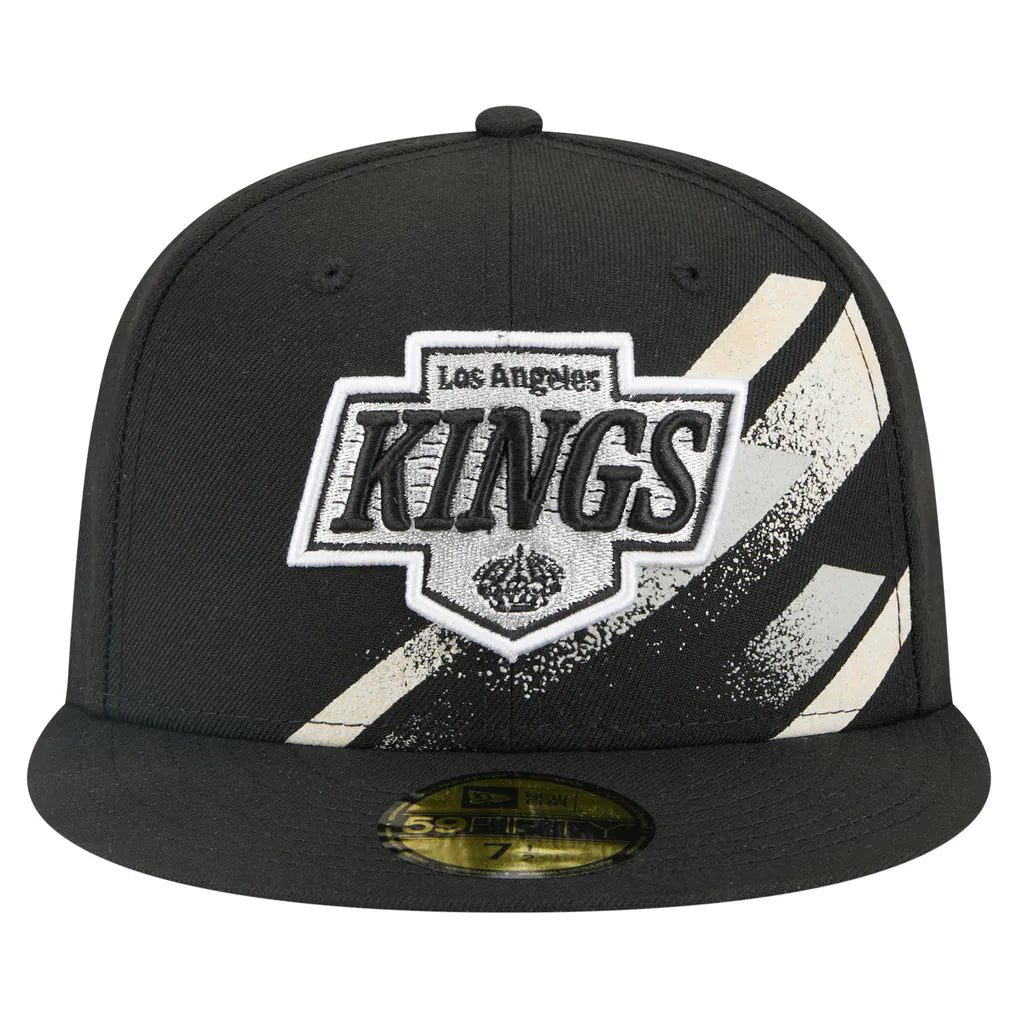 Los Angeles Kings New Era Faded Lines 59FIFTY Fitted Hat - Black