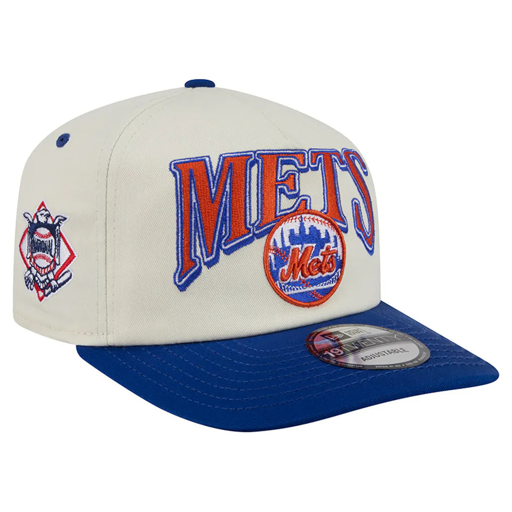 New York Mets New Era Vintage 19TWENTY Adjustable Hat - Cream/Royal Techwosell
