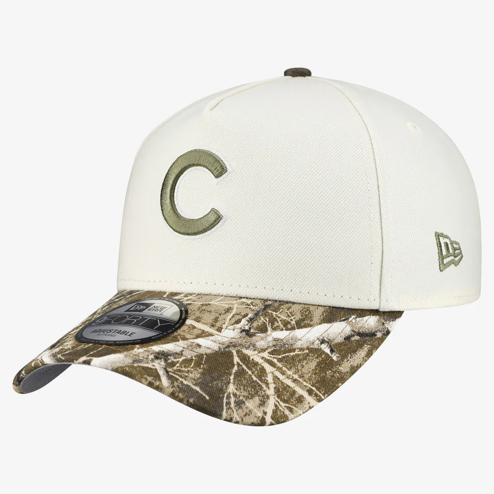 Chicago Cubs New Era 9FORTY A-Frame Adjustable Hat - Cream/Realtree Camo