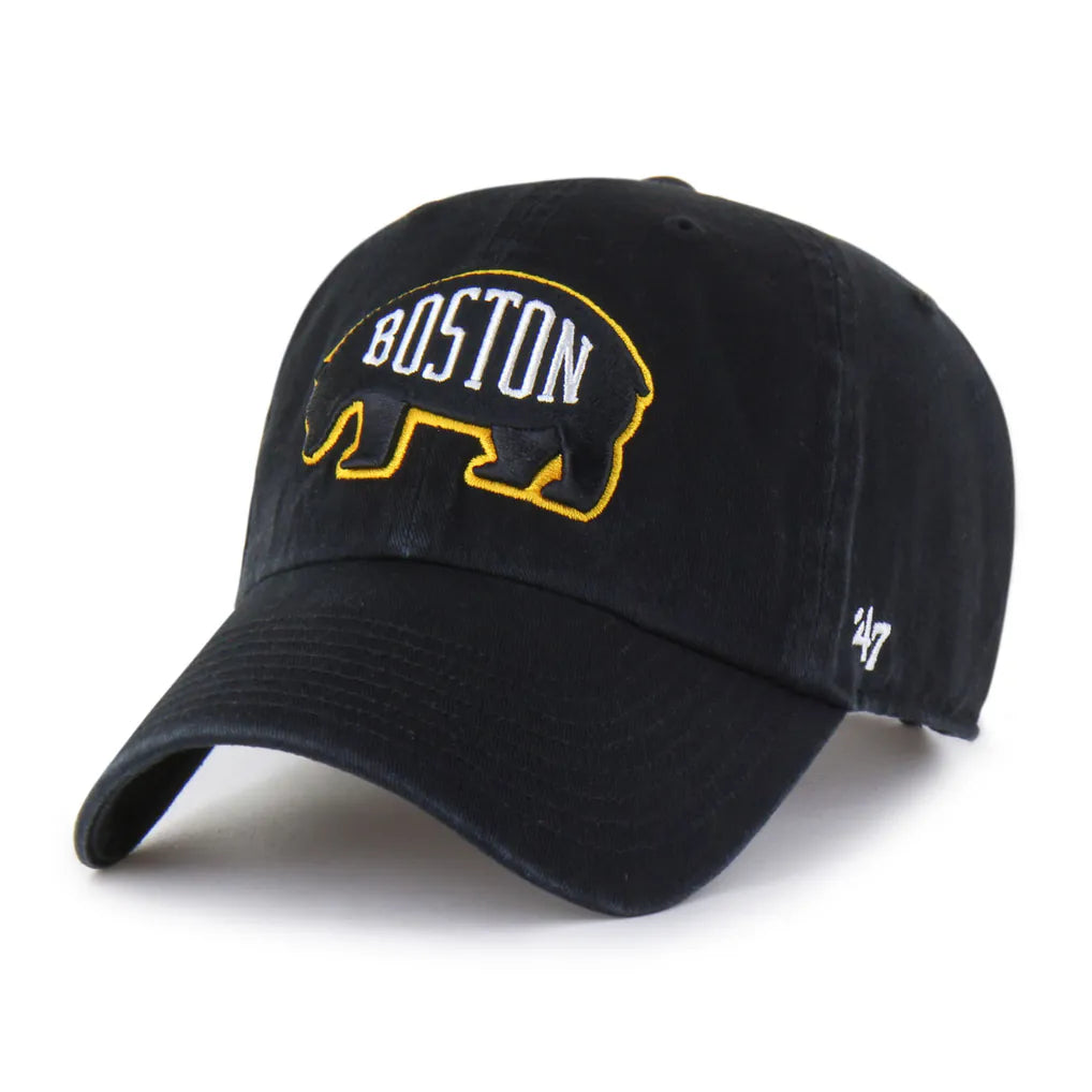 Boston Bruins '47 Alternate Logo Clean Up Adjustable Hat - Black