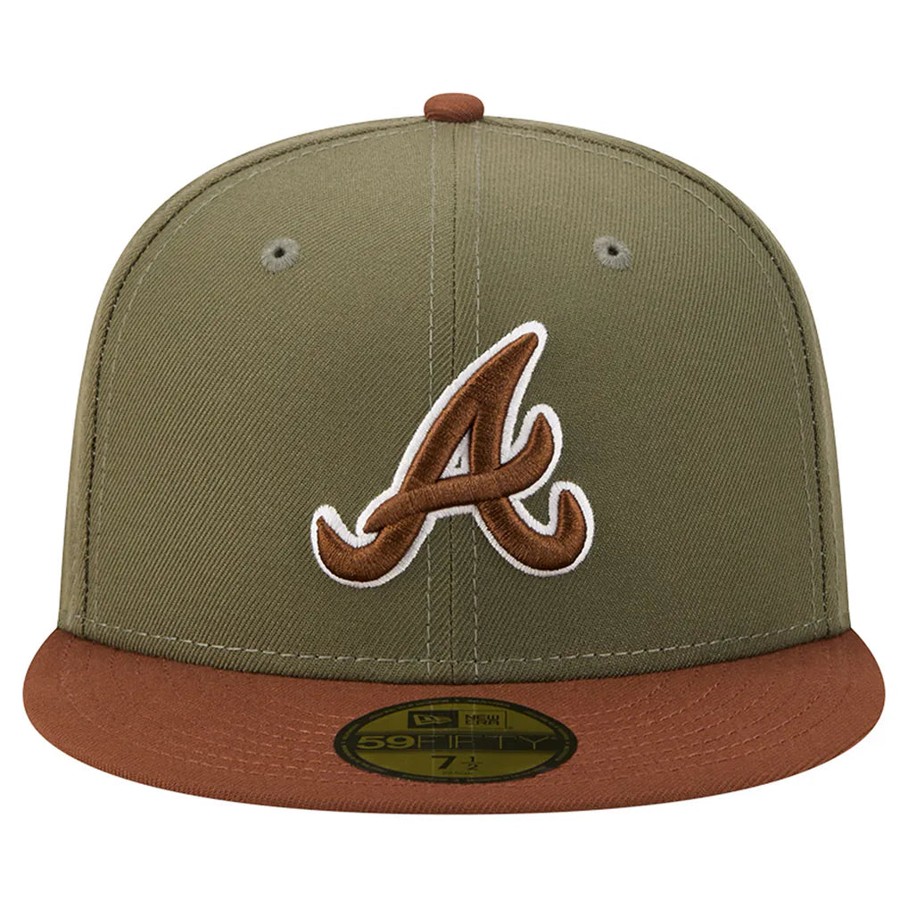 Atlanta Braves New Era Color Pack 59FIFTY Fitted Hat - Olive/Brown Techwosell