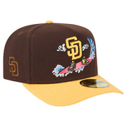 San Diego Padres New Era Cartoon A-Frame 59FIFTY Fitted Hat - Dark Brown/Yellow Techwosell