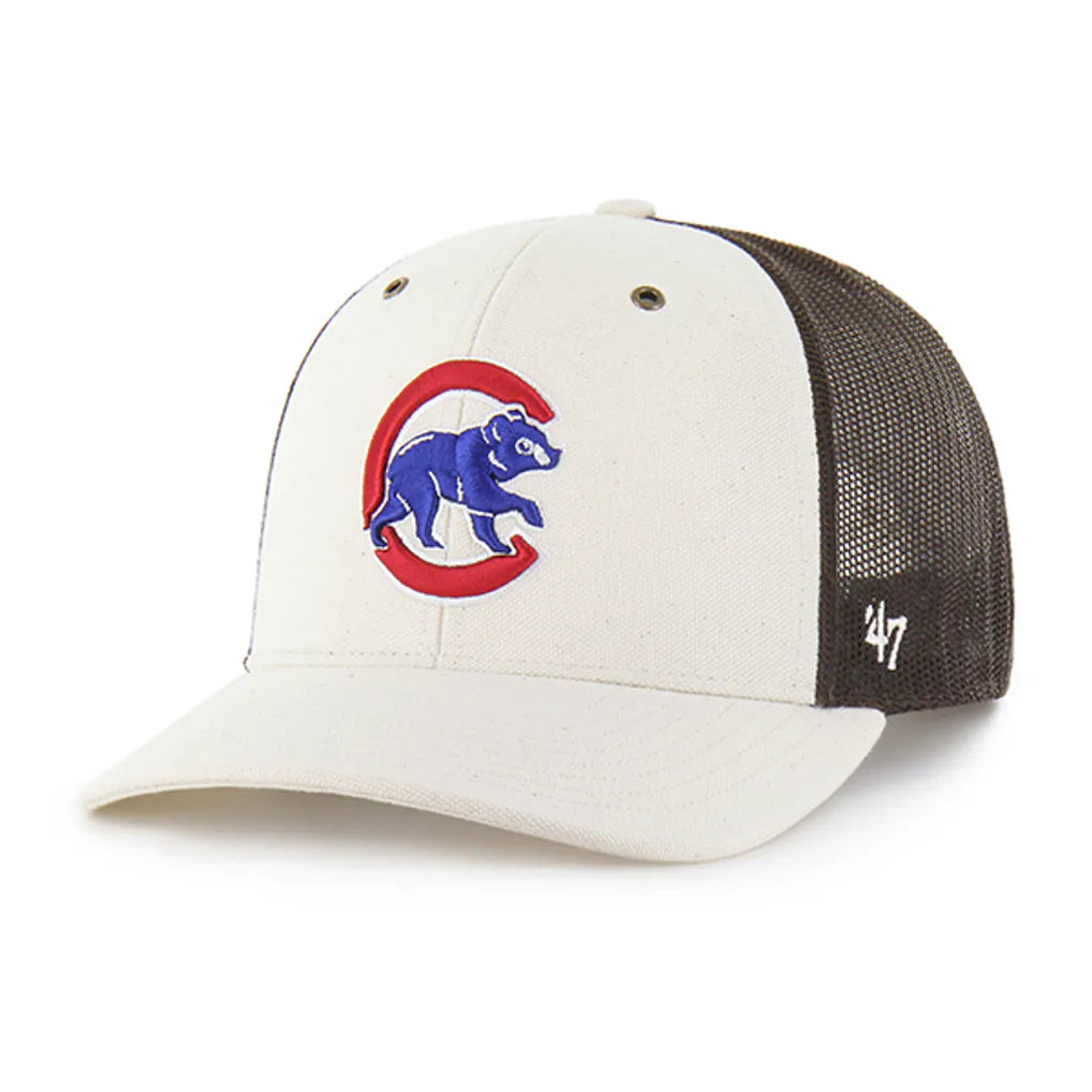 Chicago Cubs Carhartt x '47 Undyed Trucker Adjustable Hat - Natural/Brown Techwosell