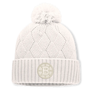 Boston Bruins Fanatics Women's Level Up Cuffed Knit Hat with Pom - Cream Techwosell