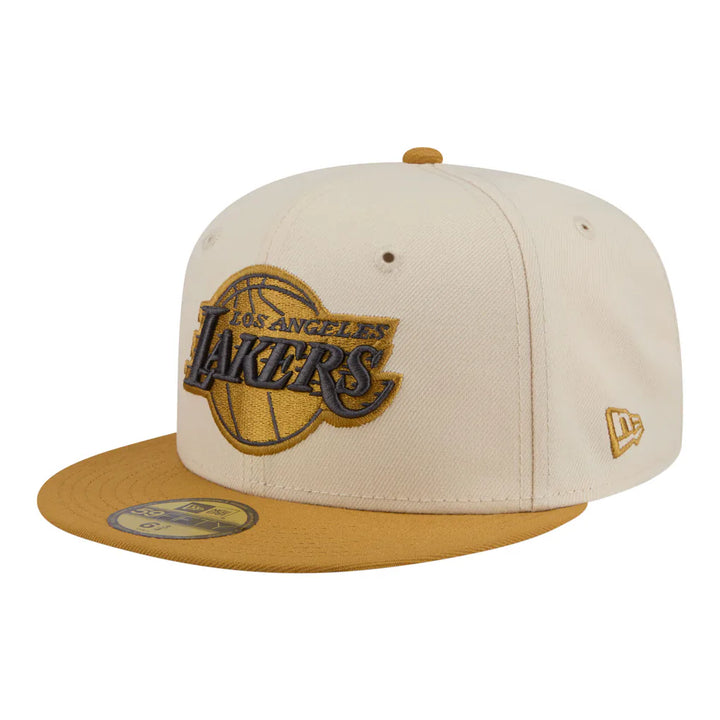 Los Angeles Lakers New Era Two-Tone Color Pack 59FIFTY Fitted Hat - Cream/Tan