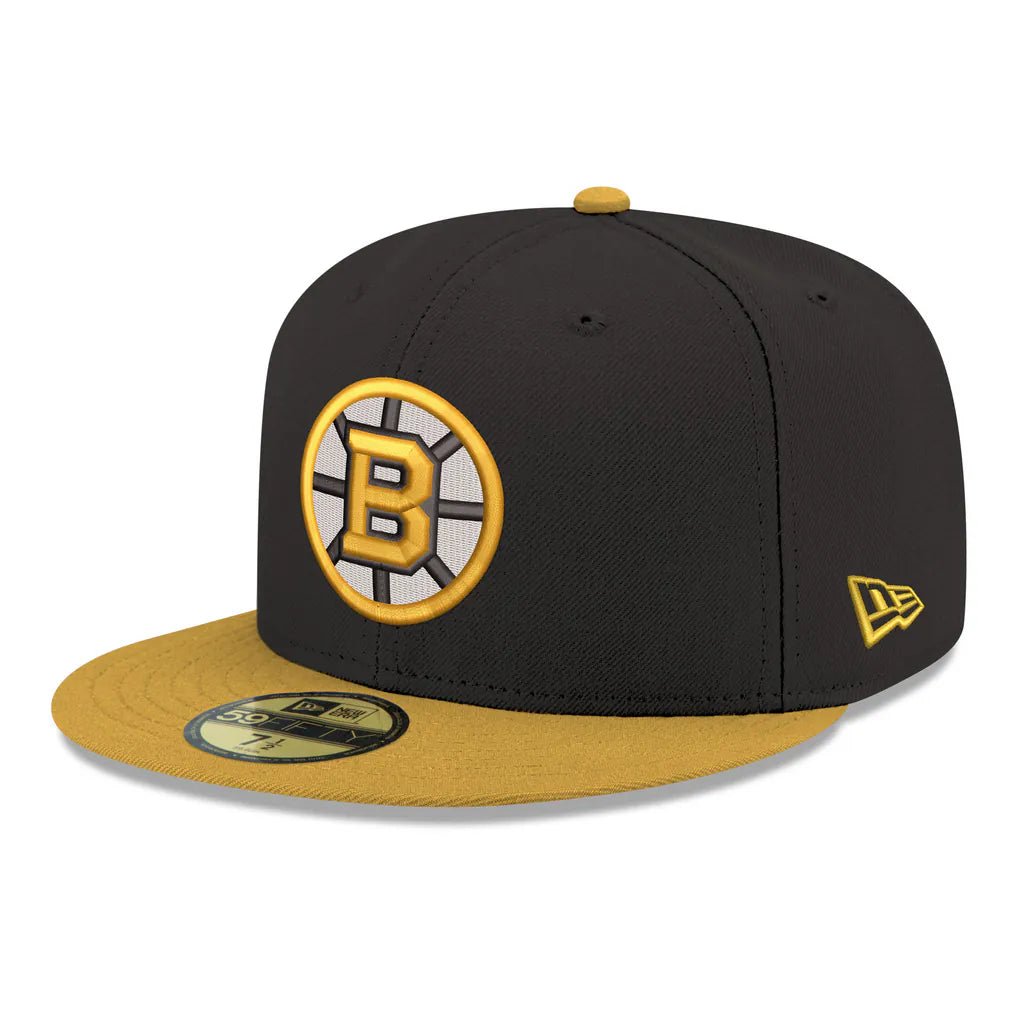Boston Bruins New Era Core Logo Two-Tone 59FIFTY Fitted Hat - Black Techwosell