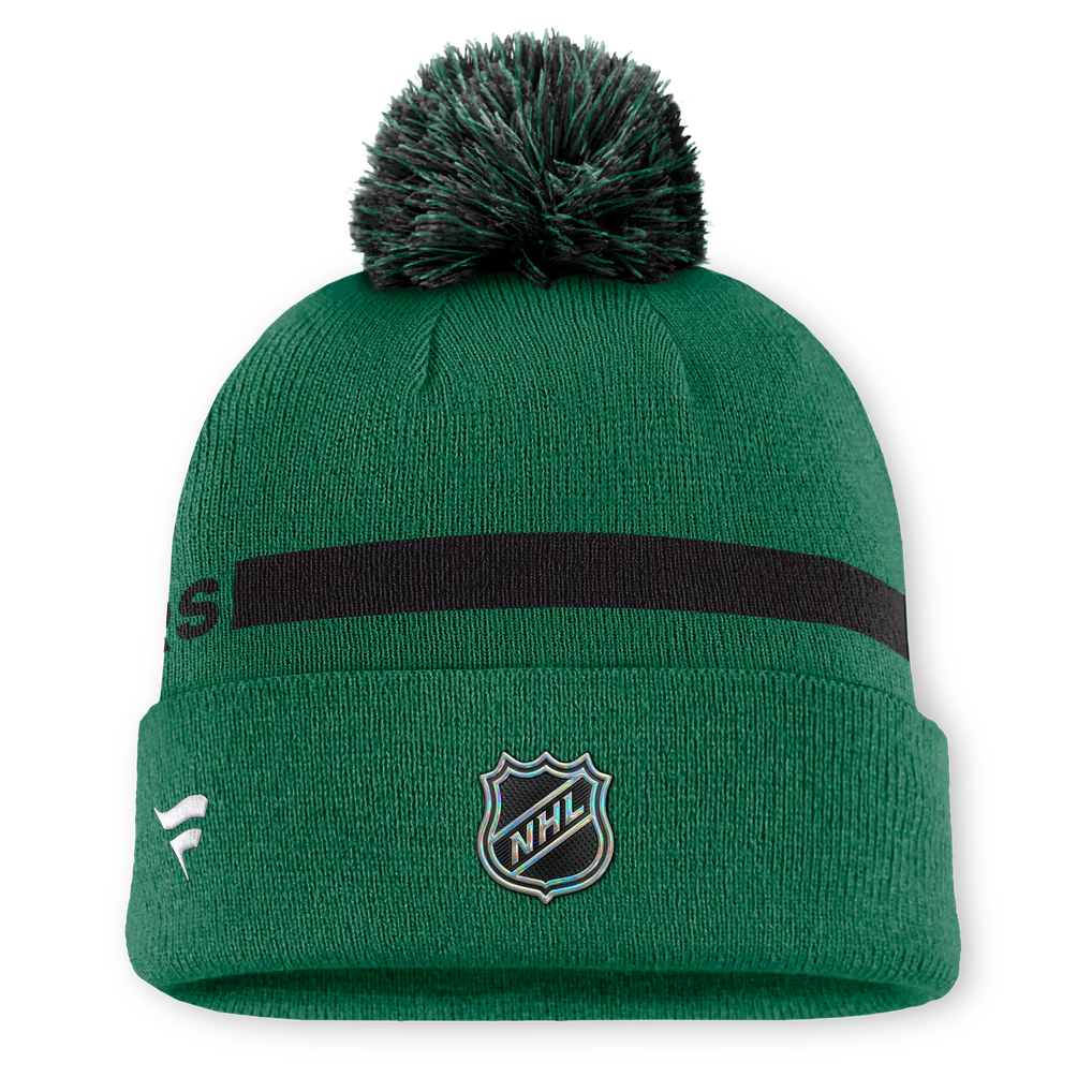 Dallas Stars Fanatics Authentic Pro Rink Cuffed Knit Hat with Pom - Kelly Green Techwosell