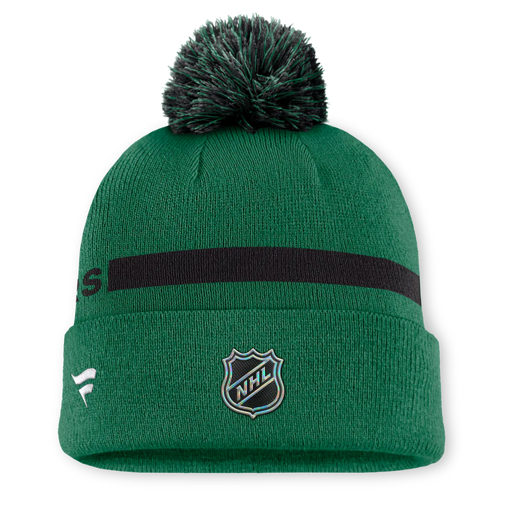 Dallas Stars Fanatics Authentic Pro Rink Cuffed Knit Hat with Pom - Kelly Green