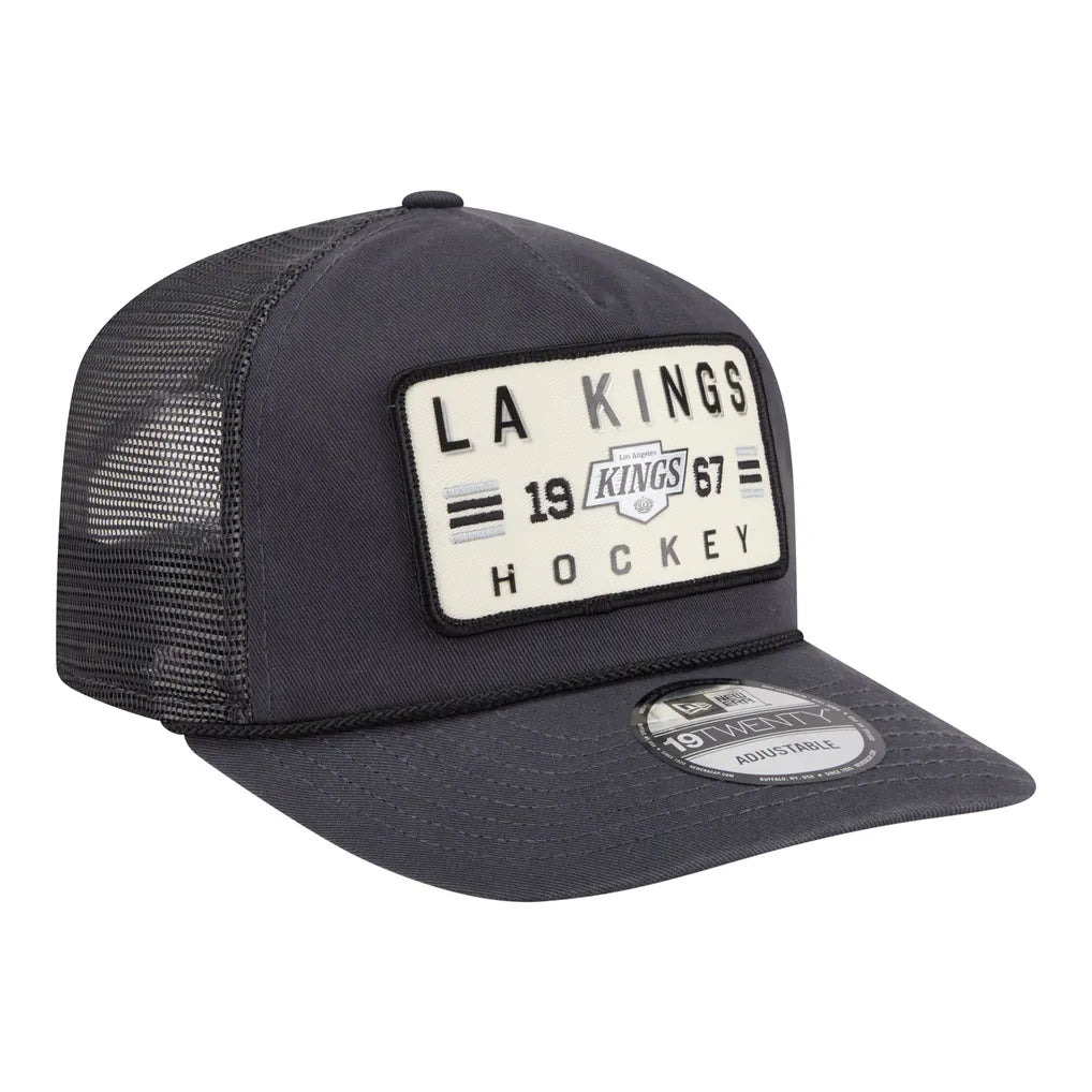 Los Angeles Kings New Era Washed Patch 19TWENTY Trucker Adjustable Hat - Charcoal Techwosell