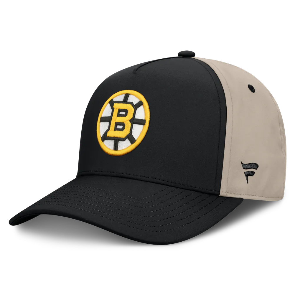 Boston Bruins Fanatics 2026 Stanley Cup Playoffs Locker Room Adjustable Hat - Black/Tan