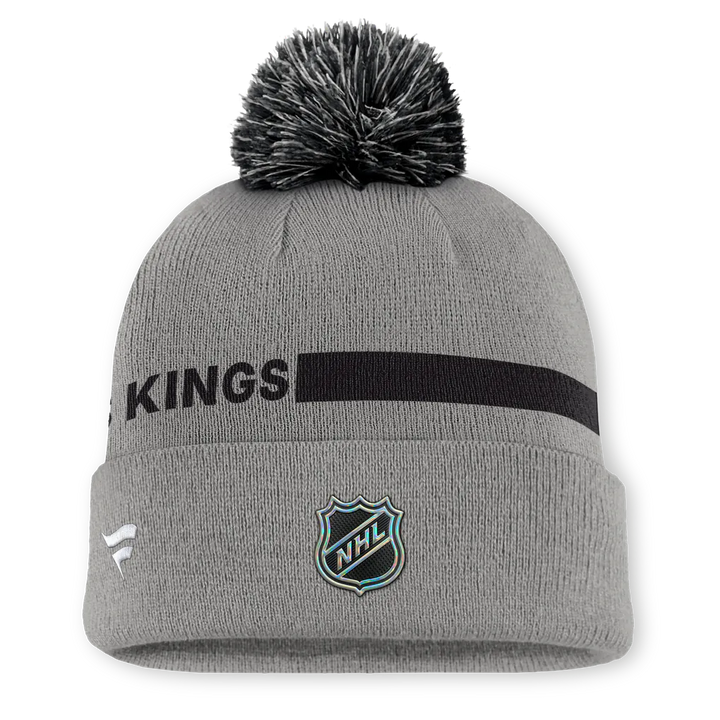 Los Angeles Kings Fanatics Authentic Pro Rink Cuffed Knit Hat with Pom - Gray