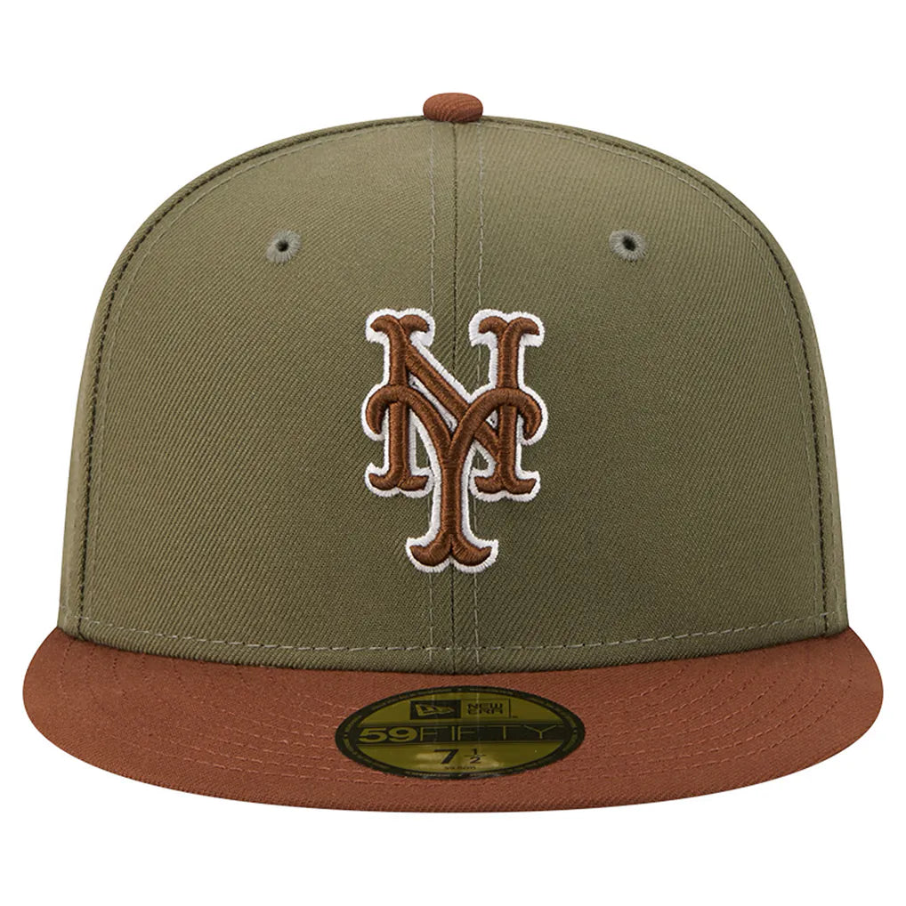 New York Mets New Era Color Pack 59FIFTY Fitted Hat - Olive/Brown Techwosell