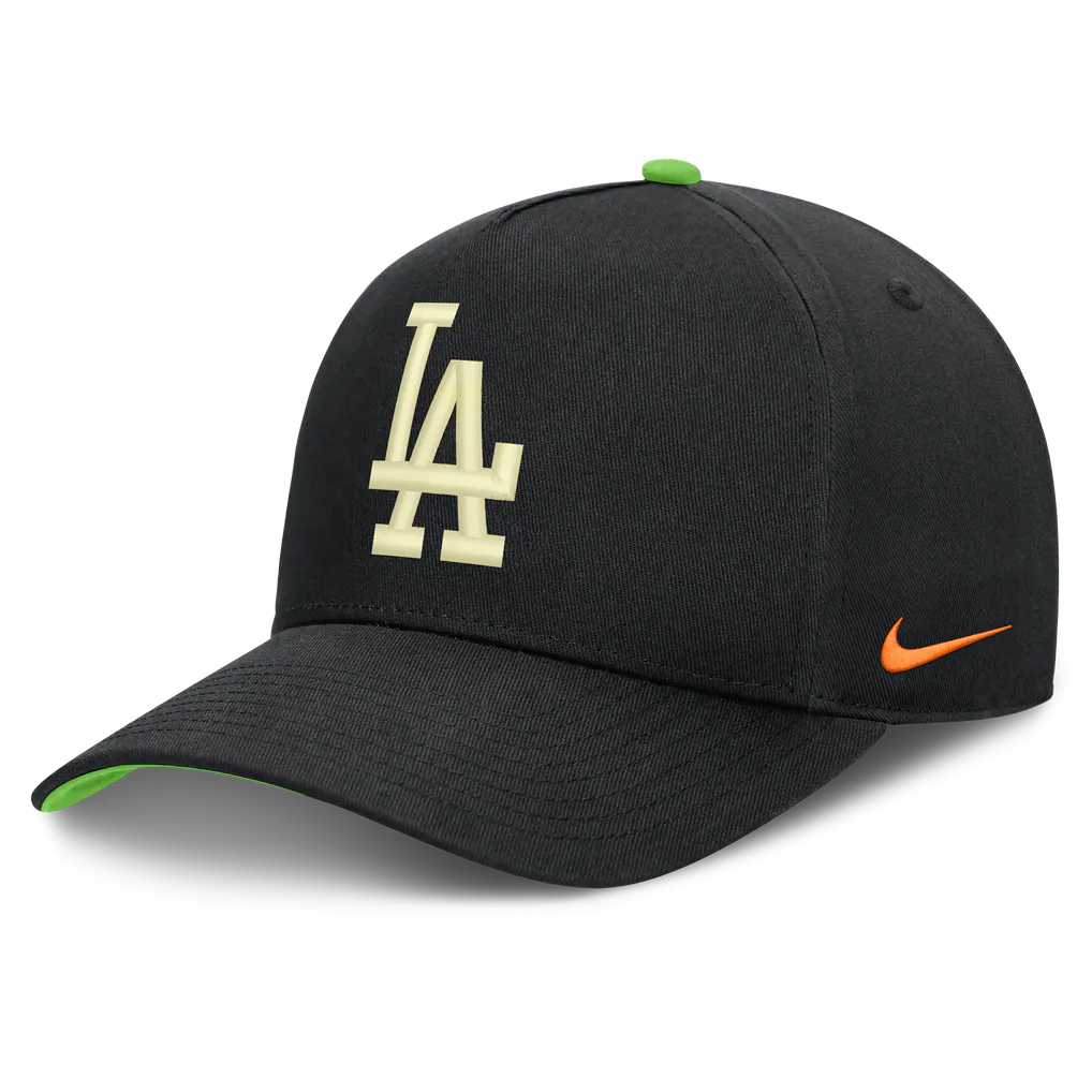 Los Angeles Dodgers Nike Halloween Glow in the Dark Rise Dri-FIT A-Frame Adjustable Hat - Black Techwosell