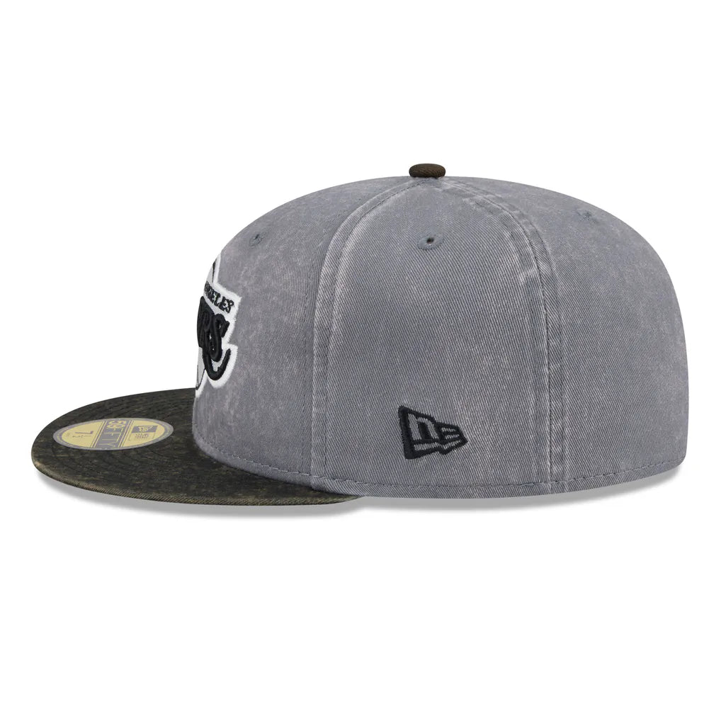 Los Angeles Lakers New Era Washed 59FIFTY Fitted Hat - Gray/Black