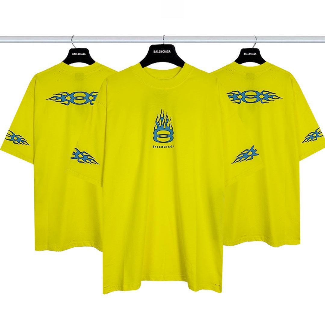 Balenciaga Men's Yellow Burning Unity T-Shirt Techwosell