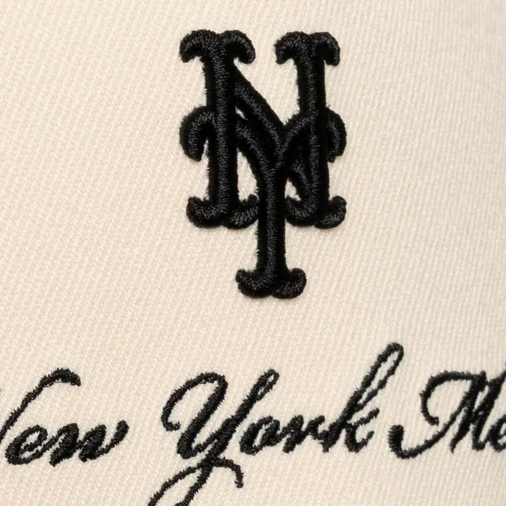 New York Mets Mitchell & Ness Flawless Stretch Snapback Hat - Cream/Black Techwosell