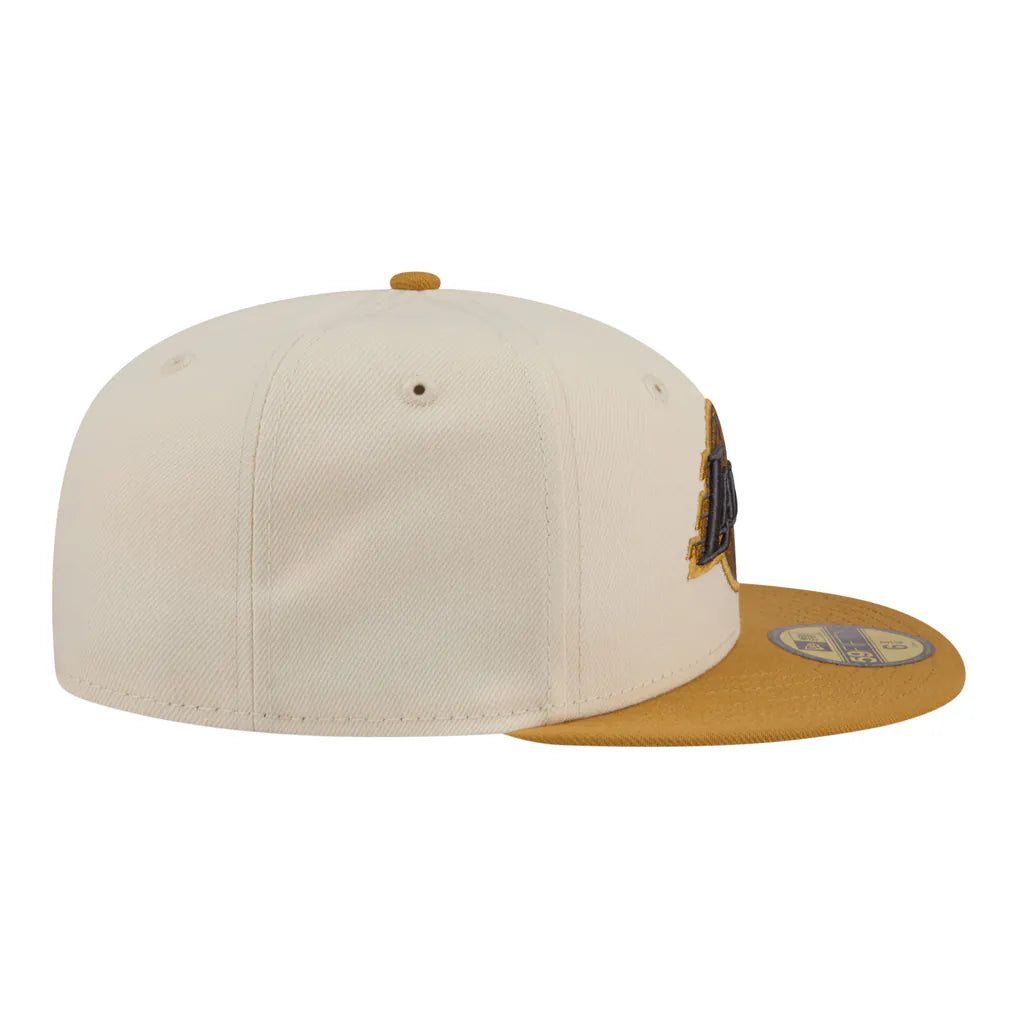 Los Angeles Lakers New Era Two-Tone Color Pack 59FIFTY Fitted Hat - Cream/Tan