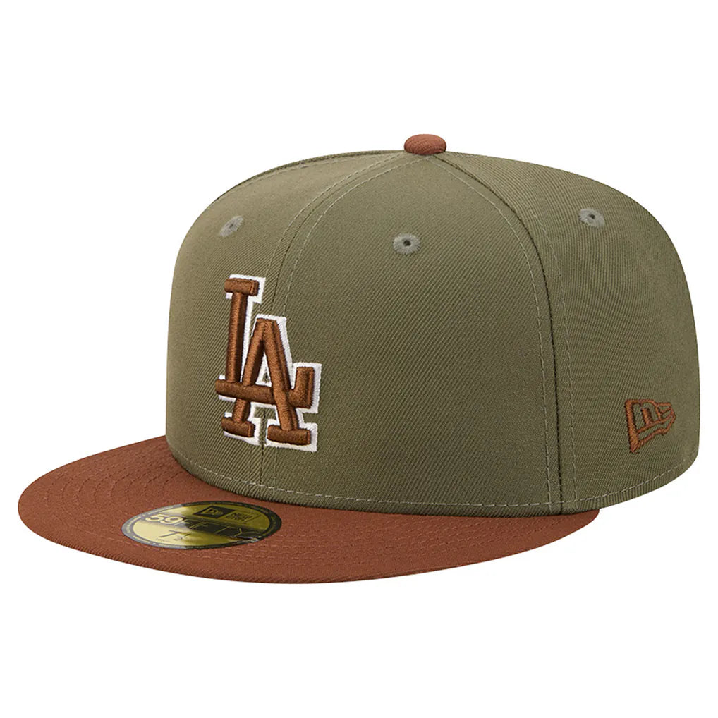 Los Angeles Dodgers New Era Color Pack 59FIFTY Fitted Hat - Olive/Brown Techwosell