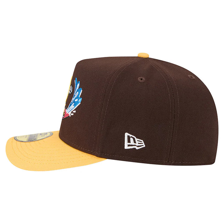 San Diego Padres New Era Cartoon A-Frame 59FIFTY Fitted Hat - Dark Brown/Yellow
