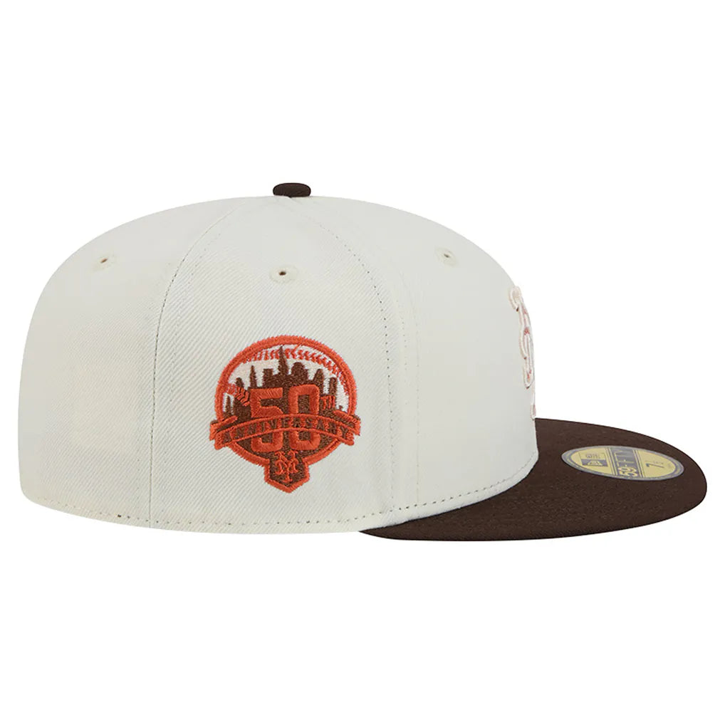 New York Mets New Era Pumpkin Spice 59FIFTY Fitted Hat - Natural/Brown Techwosell