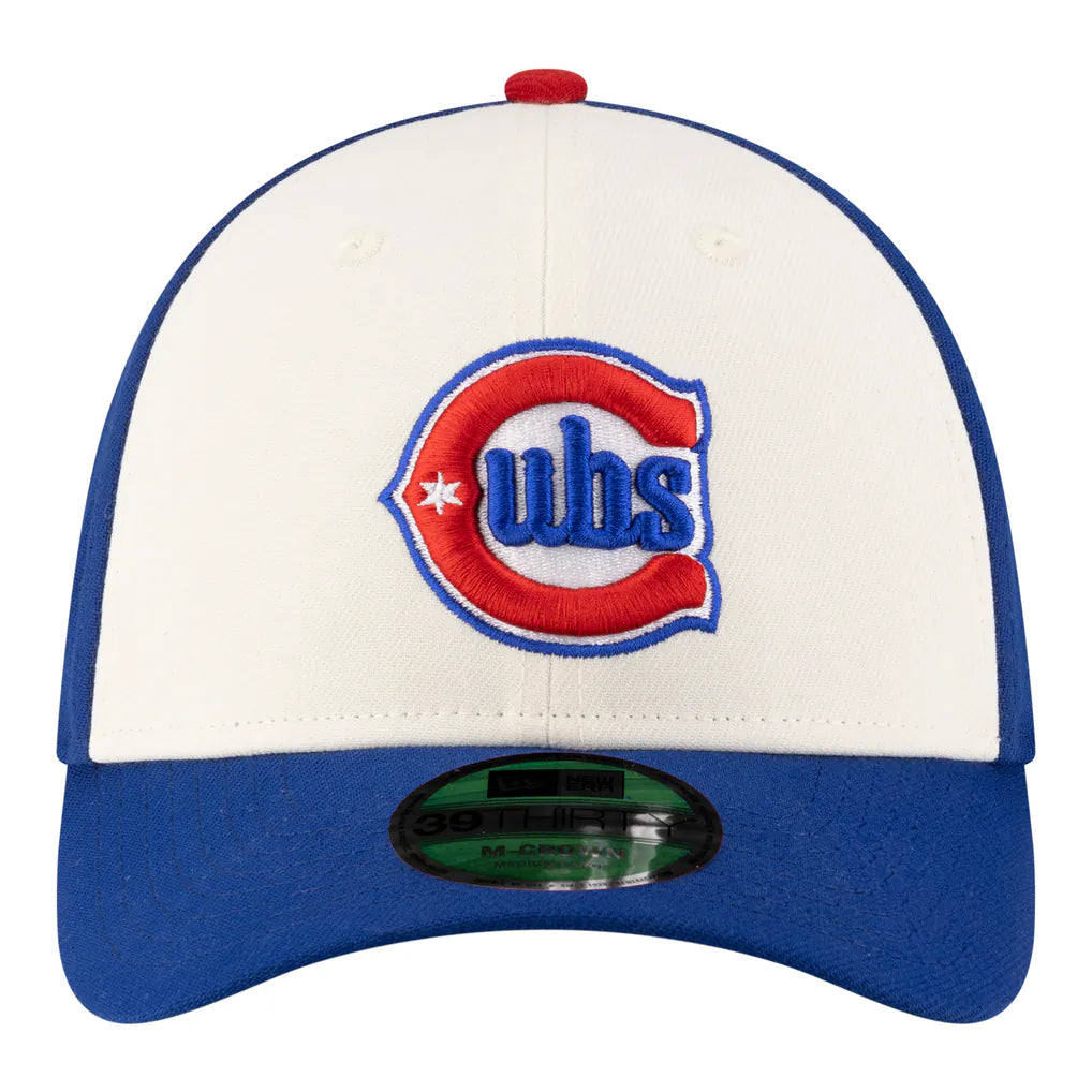 Chicago Cubs New Era Player Replica 39THIRTY M-Crown Flex Hat - White/Royal
