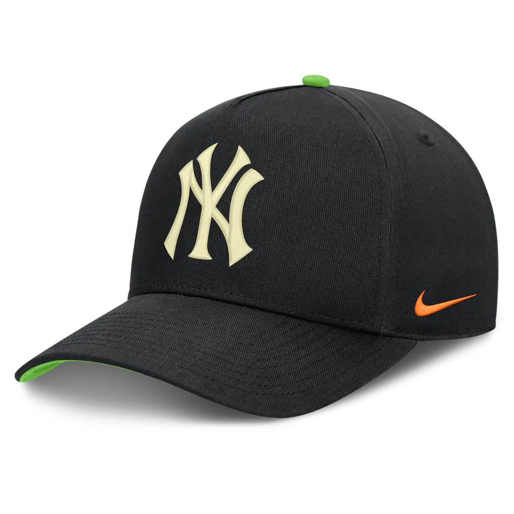 New York Yankees Nike Halloween Glow in the Dark Rise Dri-FIT A-Frame Adjustable Hat - Black Techwosell