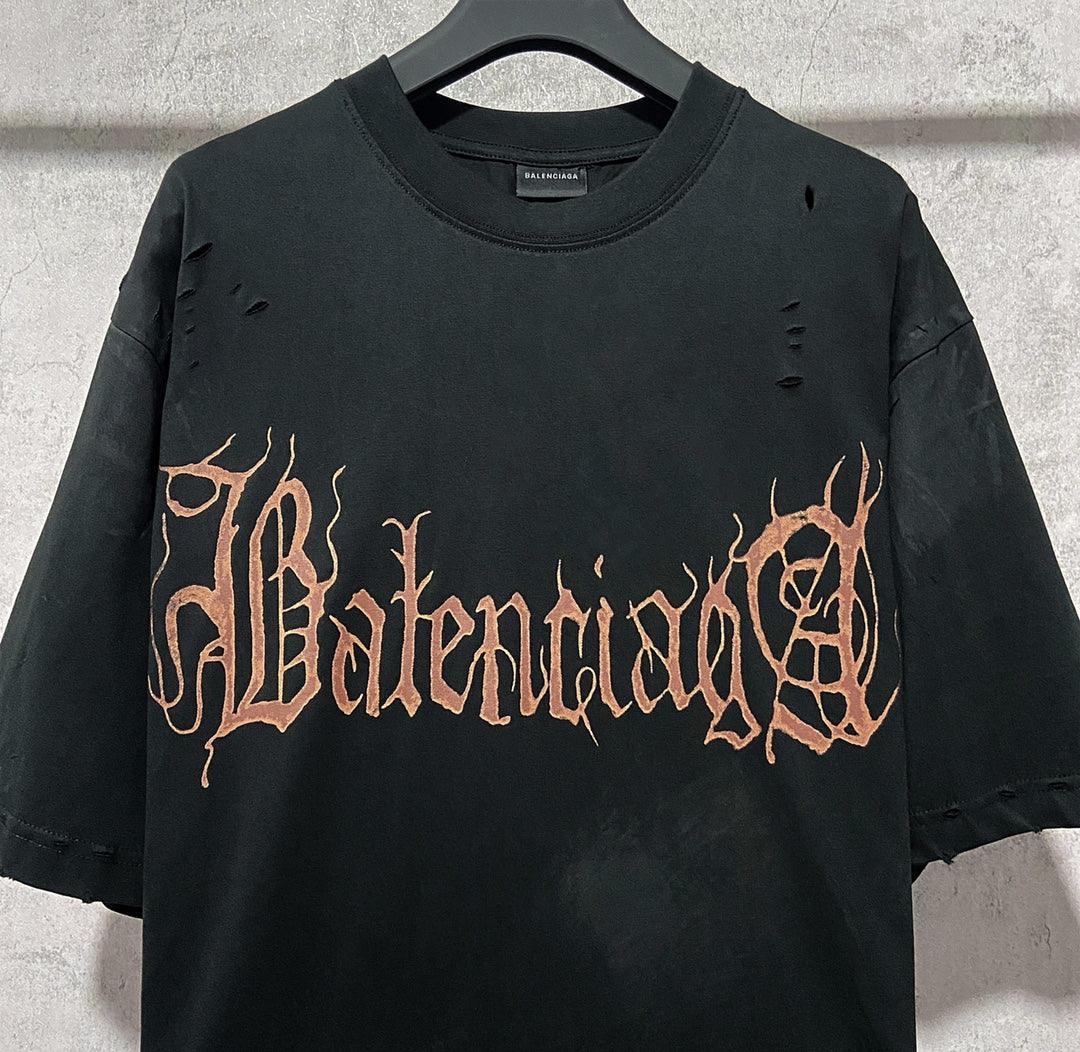 Balenciaga Faded Black T-Shirt Without Collar Techwosell