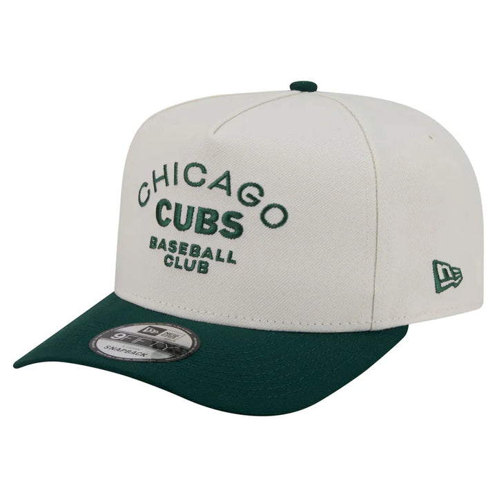Chicago Cubs New Era Chrome A-Frame 9FIFTY Snapback Hat - Cream/Dark Green