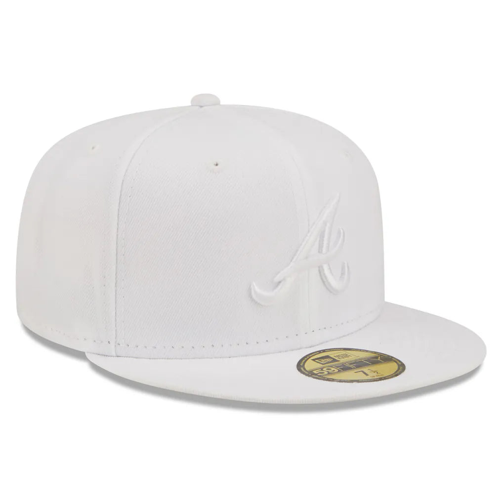 Atlanta Braves New Era White on White 59FIFTY Fitted Hat Techwosell