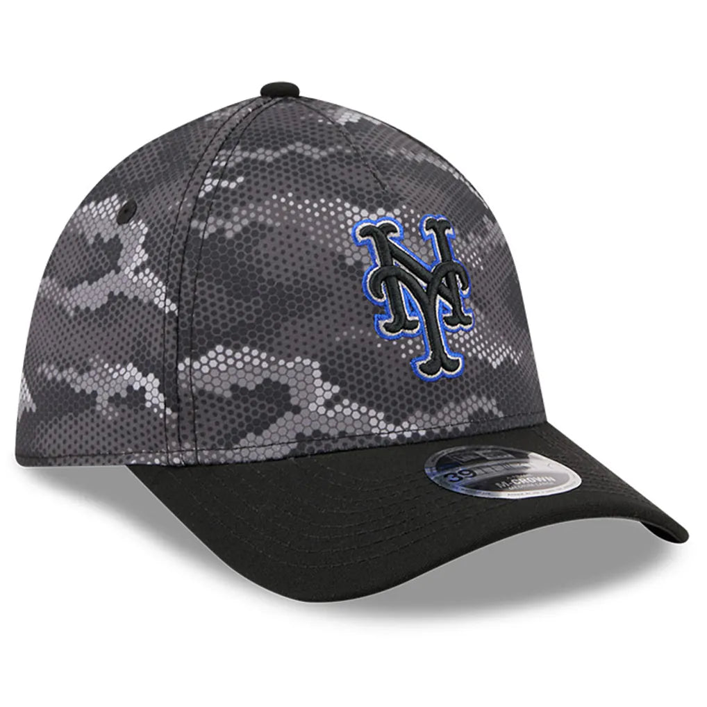 New York Mets New Era Camo 39THIRTY A-Frame Flex Hat - Black Techwosell