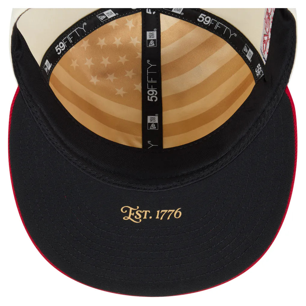 Boston Red Sox New Era USA 250 Fourth of July 59FIFTY Fitted Hat - Cream/Red Techwosell