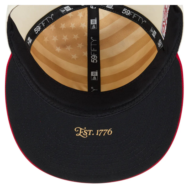 Boston Red Sox New Era USA 250 Fourth of July 59FIFTY Fitted Hat - Cream/Red
