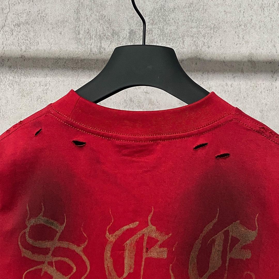 Balenciaga Red T-Shirt Without Collar Techwosell