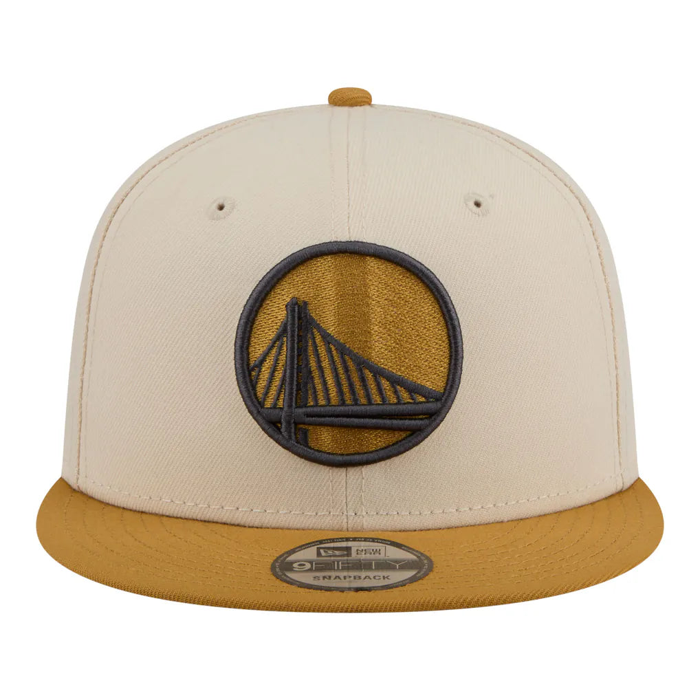 Golden State Warriors New Era Two-Tone Color Pack 9FIFTY Snapback Hat - Cream/Tan Techwosell