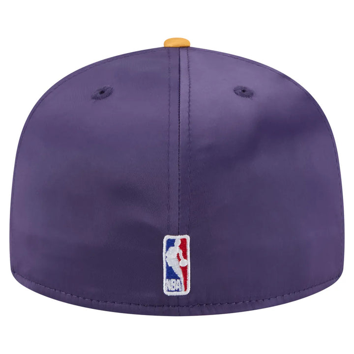 Los Angeles Lakers New Era Throwback Satin Vintage Pin Two-Tone 59FIFTY Fitted Hat - Purple/Gold