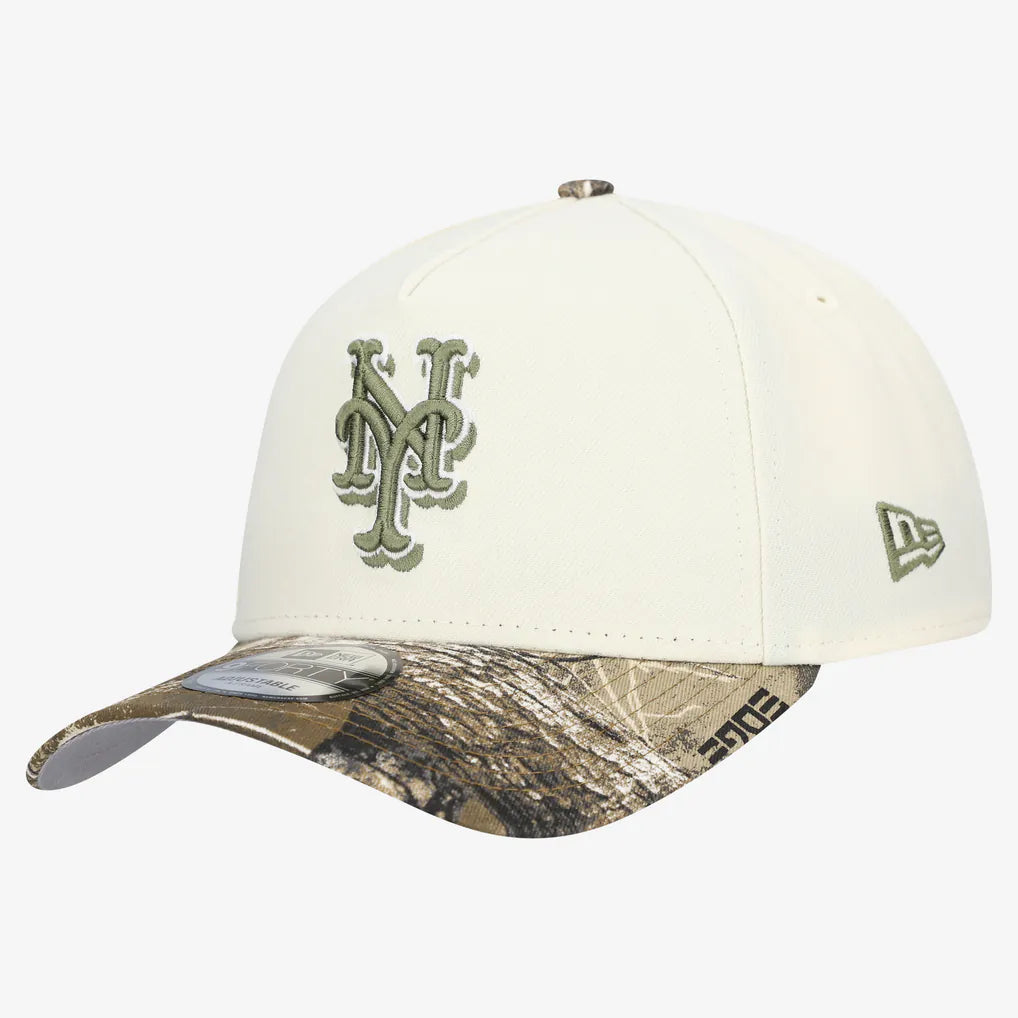 New York Mets New Era 9FORTY A-Frame Adjustable Hat - Cream/Realtree Camo Techwosell