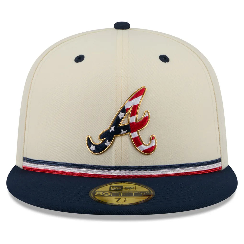 Atlanta Braves New Era USA 250 Fourth of July 59FIFTY Fitted Hat - Cream/Navy
