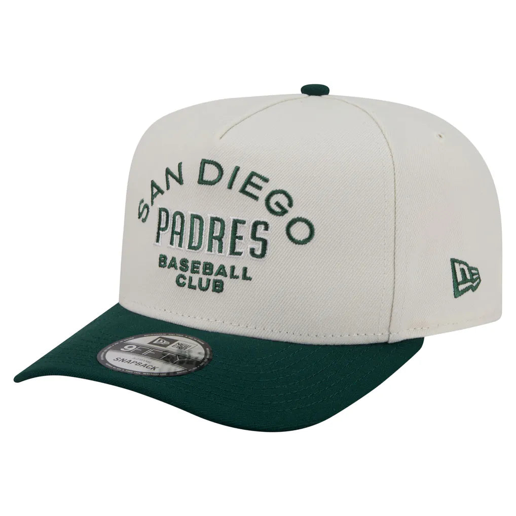 San Diego Padres New Era Chrome A-Frame 9FIFTY Snapback Hat - Cream/Dark Green Techwosell