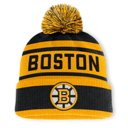 Boston Bruins Fanatics Fundamental Cuffed Knit Hat with Pom - Black/Gold Techwosell