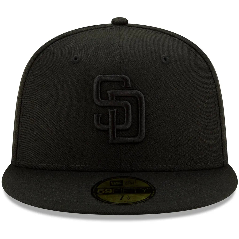 San Diego Padres New Era Black on Black 59FIFTY Fitted Hat - Black Techwosell
