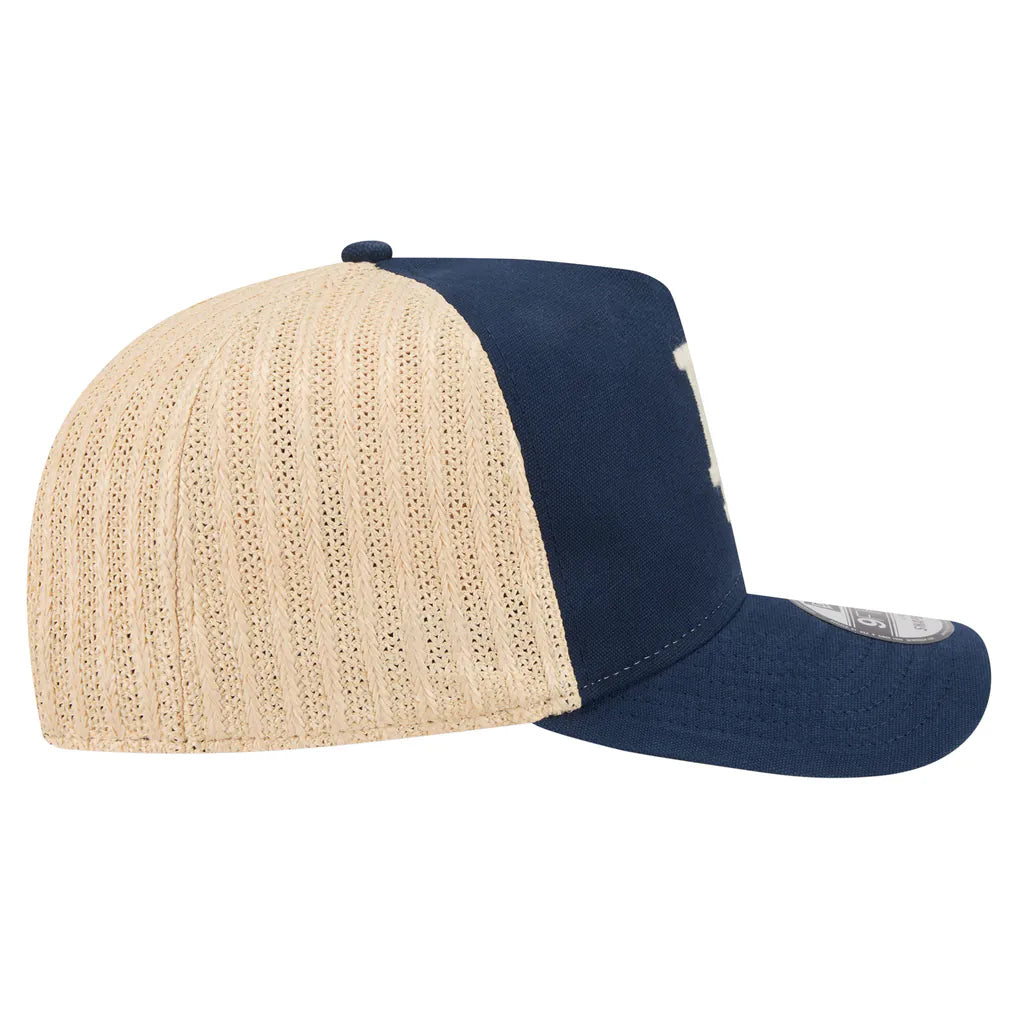 Los Angeles Dodgers New Era Grained 9FIFTY A-Frame Trucker Adjustable Hat - Blue/Natural