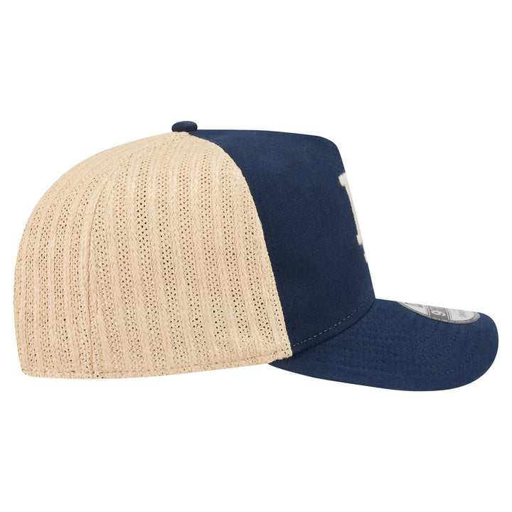 Los Angeles Dodgers New Era Grained 9FIFTY A-Frame Trucker Adjustable Hat - Blue/Natural