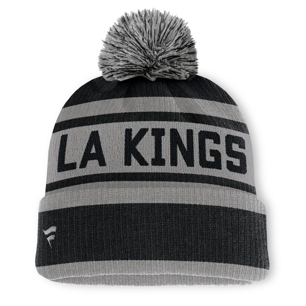 Los Angeles Kings Fanatics Fundamental Cuffed Knit Hat with Pom - Black/Silver