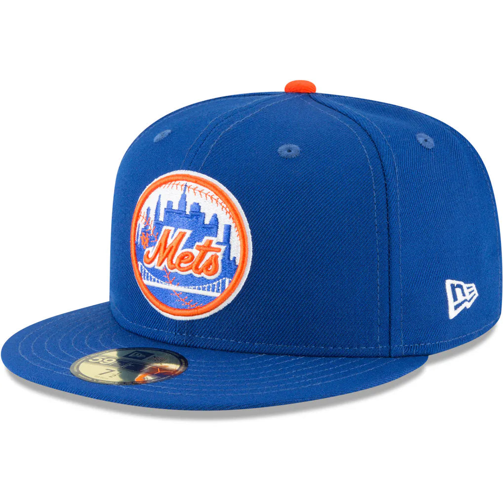 New York Mets New Era Cooperstown Collection Wool 59FIFTY Fitted Hat - Blue Techwosell