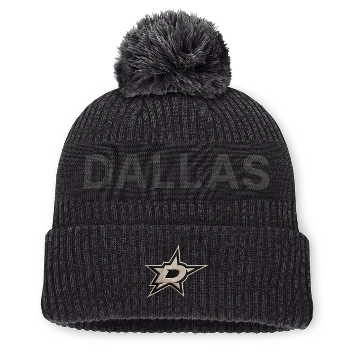 Dallas Stars Fanatics Road Phantom Cuffed Knit Hat with Pom - Charcoal