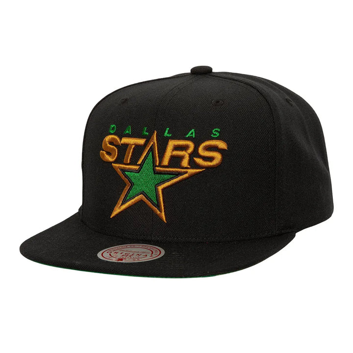 Dallas Stars Mitchell & Ness Core Top Spot Snapback Hat - Black