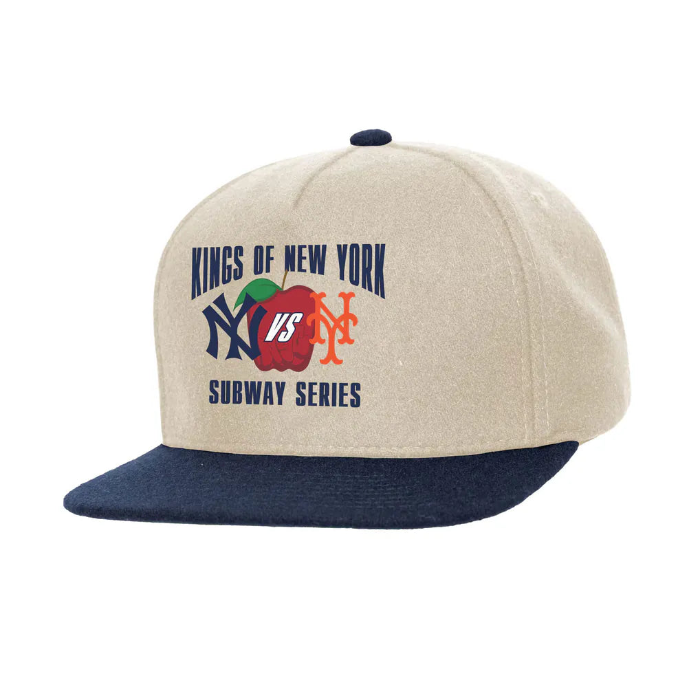 New York Yankees x New York Mets Mitchell & Ness Subway Series Matchup Snapback Hat - Cream